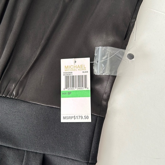 Michael Kors 8P NWT dress satin and knit w/ ruching full zipper button at back - Picture 11 of 11